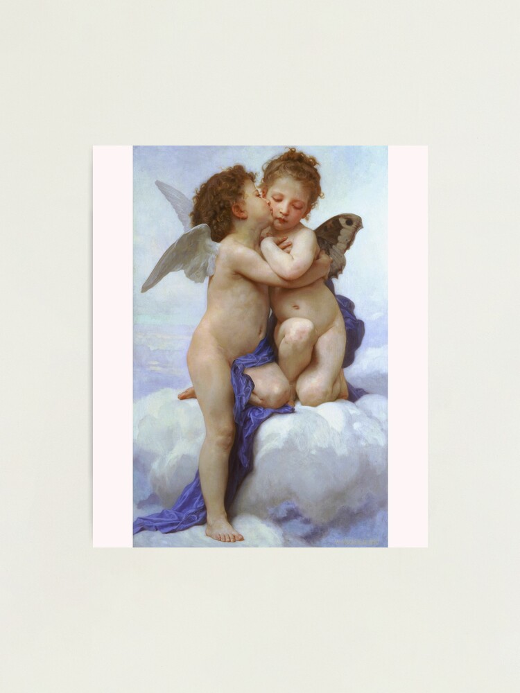 Kissing Angels First Kiss Painting Angel Kissing Cupid Love Cherubs Love Kissing Photographic Print