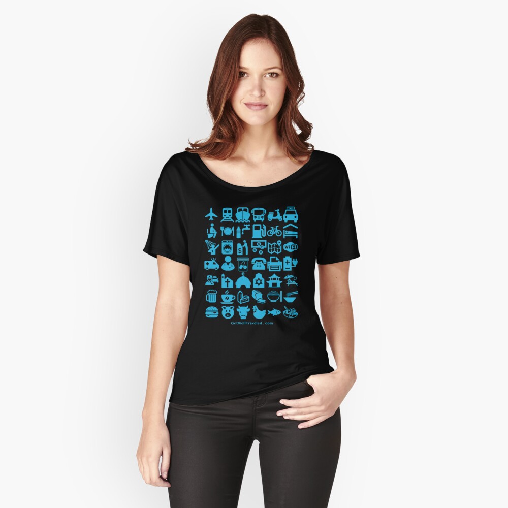 Medical Tourism Health Travel Icons (Blue) Relaxed Fit T-Shirt