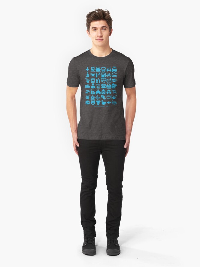 Alternate view of Medical Tourism Health Travel Icons (Blue) Slim Fit T-Shirt