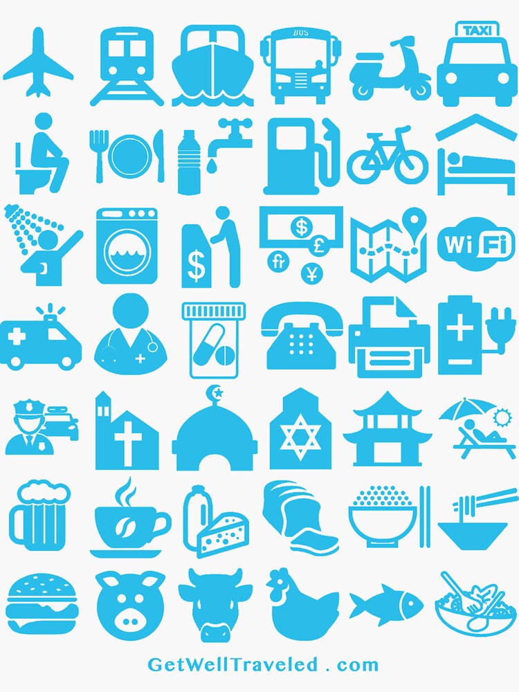 Medical Tourism Health Travel Icons (Blue) by welltraveled