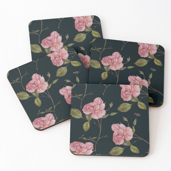 Item preview, Pink Roses on Dark Navy | Vintage Aesthetic Florals Flowers designed and sold by ShevaunStonem.