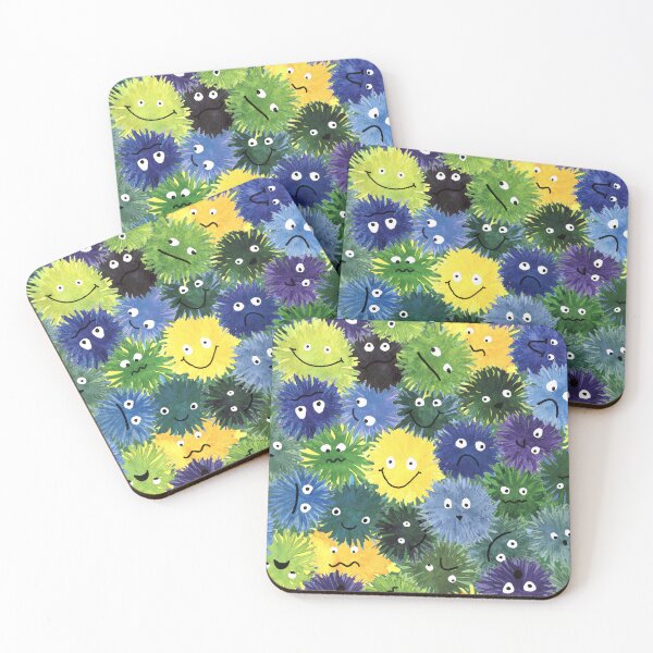 Item preview, Happy Fluffy Yellow Green and Blue Mosters designed and sold by Zab Butler Design.