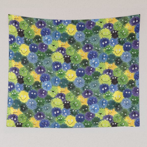 Item preview, Happy Fluffy Yellow Green and Blue Mosters designed and sold by Zab Butler Design.