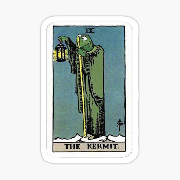 Vista previa del artículo con la obra «la pegatina del tarot de kermit», diseñado y vendido por pingunest.