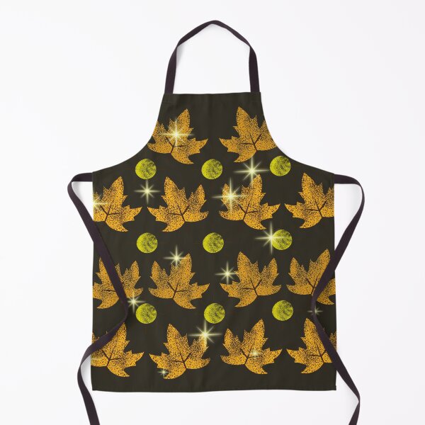 Item preview, Autumn night sky...A dark and mysterious repeating pattern interpreting autumn and a moonlit sky with a scattering of stars set against a black background designed and sold by Wonder & Whimsy.