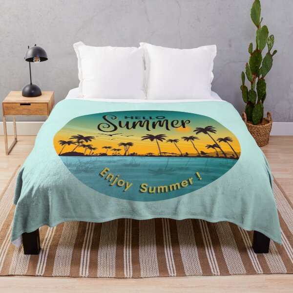 Item preview, Hello Summer with palm trees designed and sold by HappyLife4U.