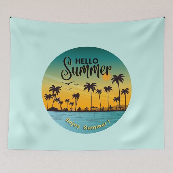 Item preview, Hello Summer with palm trees designed and sold by HappyLife4U.