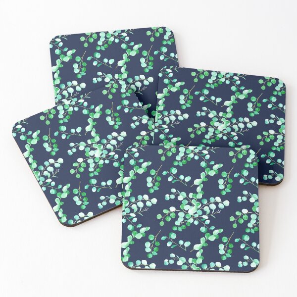 Item preview, Eucalyptus Leaves Pattern On Midnight Blue Background designed and sold by DEC02.