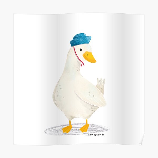 White Duck with Hat Poster