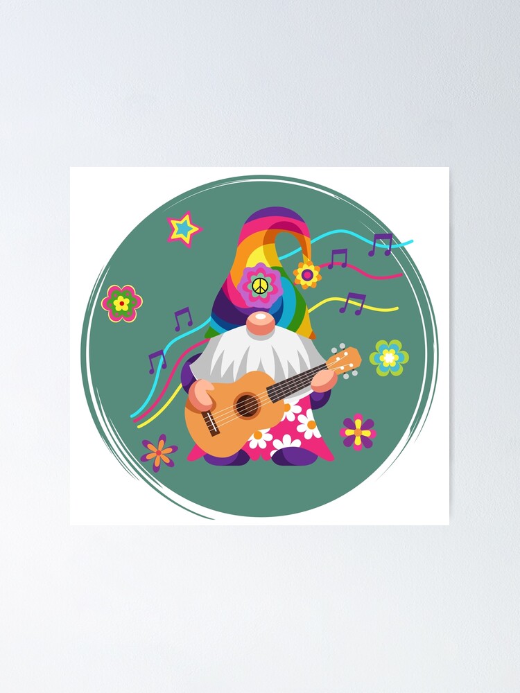 Printable Stickers Cute Gnomes Playing an Electric Guitar