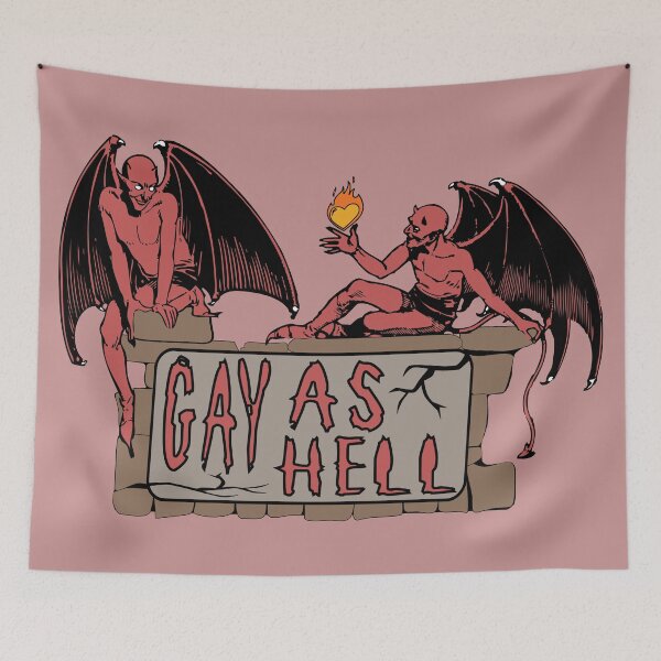 Item preview, Gay As Hell - LGBTQ Pride, Meme, Demons designed and sold by SpaceDogLaika.