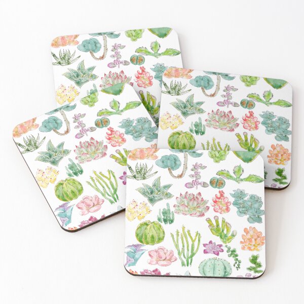 Item preview, hand painted colorful succulent collection ink and watercolor  designed and sold by ColorandColor.