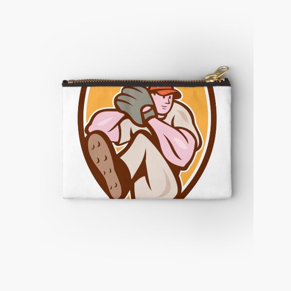 Item preview, Baseball Pitcher Outfielder Leg Up Shield Cartoon designed and sold by patrimonio.