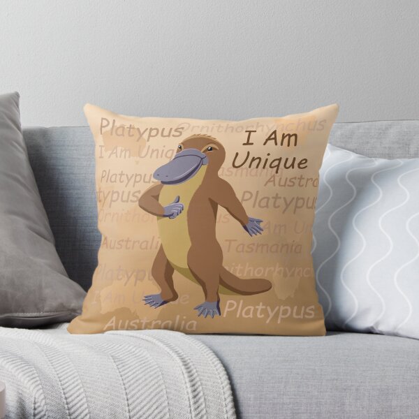 Platypus - I Am Unique Throw Pillow