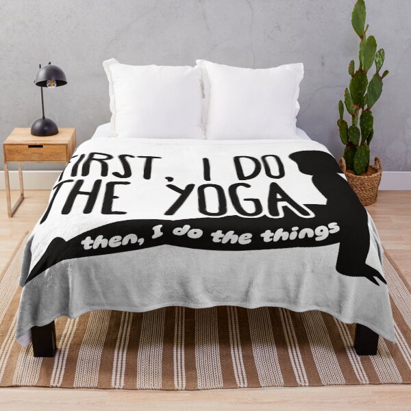 Item preview, Yoga Meditation Zen Woman Silhouette in Yoga Pose with Funny Quote - First, I Do The Yoga. Then, I Do The Things designed and sold by imjuliana.