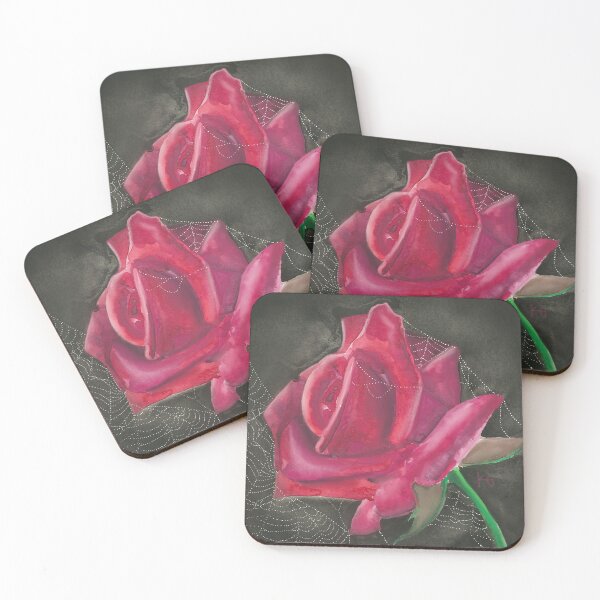 Item preview, Spiderweb on red roses designed and sold by TwoFullMoonsArt.