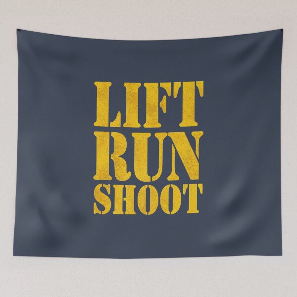 Item preview, Lift Run Shoot military Police operator fitness gym day designed and sold by DropaRonny.