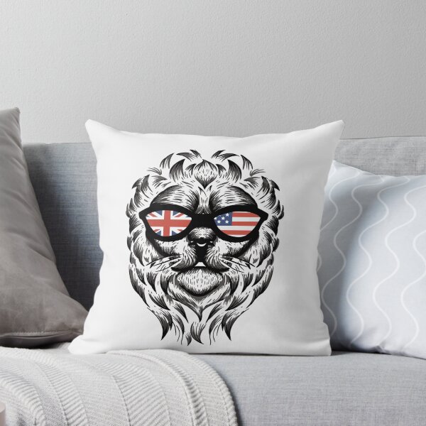 Item preview, Lion with Sunglasses. Wearing UK and US flag Shades designed and sold by Click-Like.