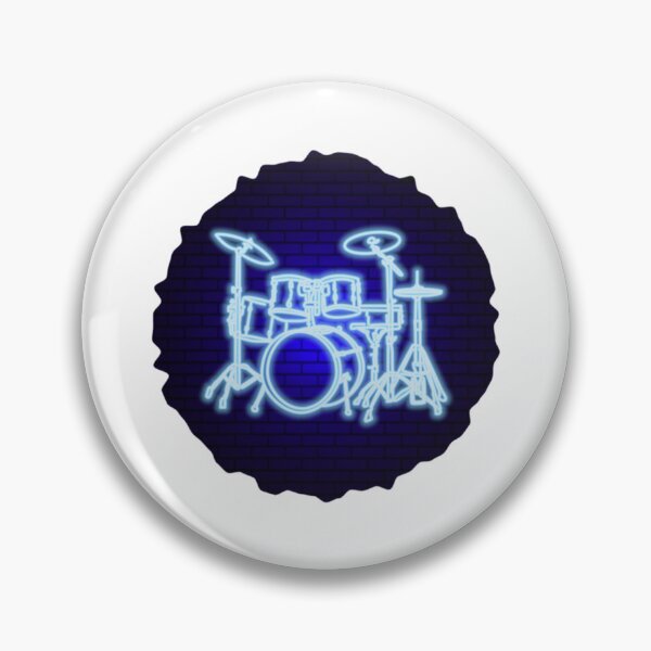 Item preview, Drum kit in neon light on a brick wall background     designed and sold by BurnsBethArt.
