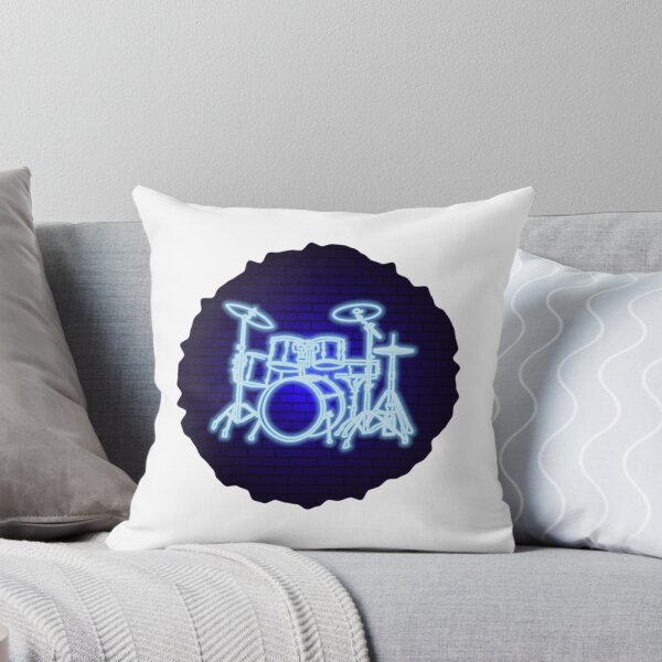 Item preview, Drum kit in neon light on a brick wall background     designed and sold by BurnsBethArt.