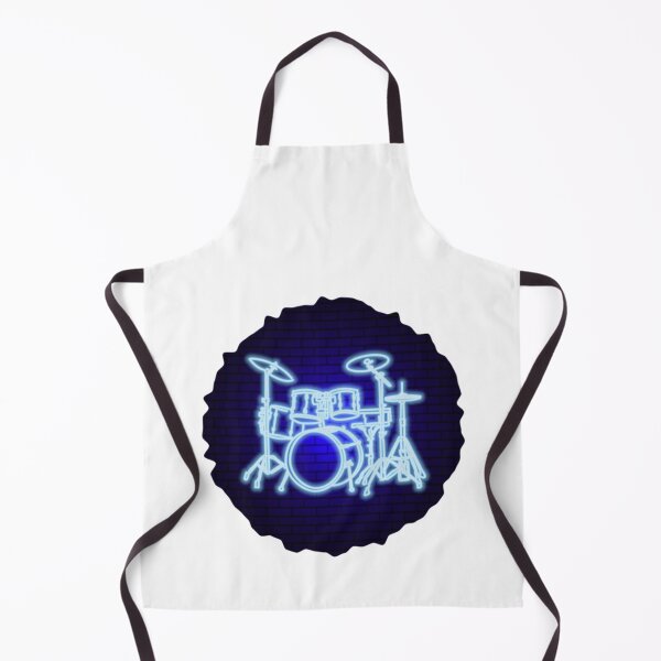 Item preview, Drum kit in neon light on a brick wall background designed and sold by BurnsBethArt.