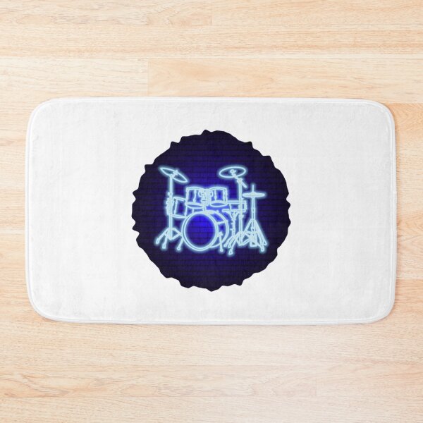 Item preview, Drum kit in neon light on a brick wall background     designed and sold by BurnsBethArt.