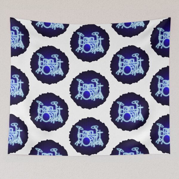 Item preview, Drum kit in neon light on a brick wall background     designed and sold by BurnsBethArt.