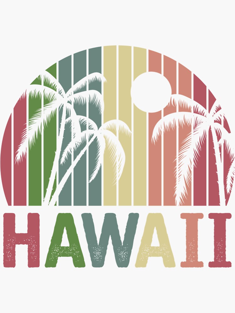 "Retro Palm Trees Hawaiian Summer Vacation Tropical Hawaii " Sticker