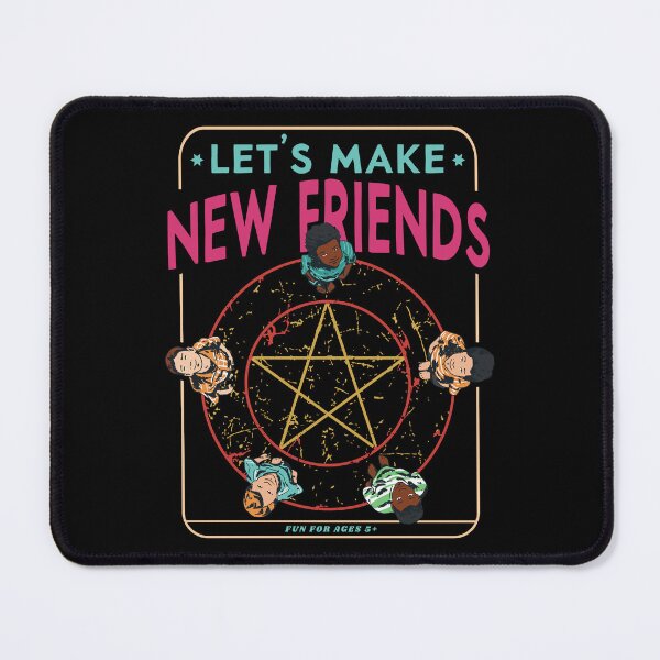 Item preview, Let's Make New Friends, Retro Occult Wiccan Pentagram Tee design designed and sold by Merchking1.