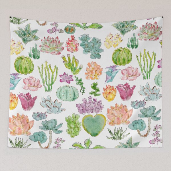 Item preview, hand painted colorful succulent collection ink and watercolor  designed and sold by ColorandColor.