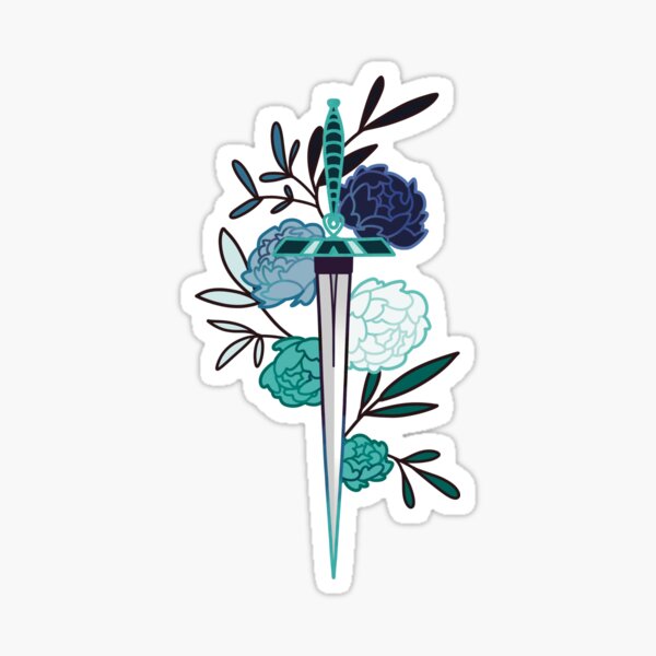 Flowered sword sticker, stickers, flowers sticker, aesthetic stickers