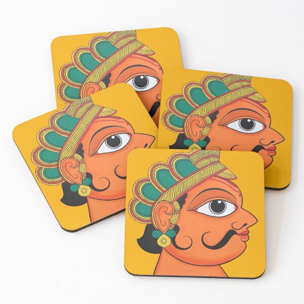 Item preview, Indian folk art face of man, male face, mustache face, king face, indian art designed and sold by gopalpjoshi.