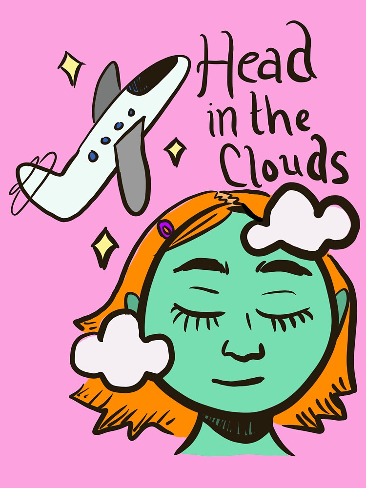 "Head in the Clouds (Pink)" Sticker for Sale by lightbluesky01 Redbubble