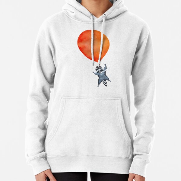 Raccoon and orange balloon Pullover Hoodie