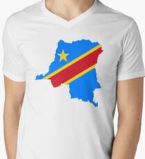 Flag of the Democratic Republic of Congo Men's V-Neck T-Shirt