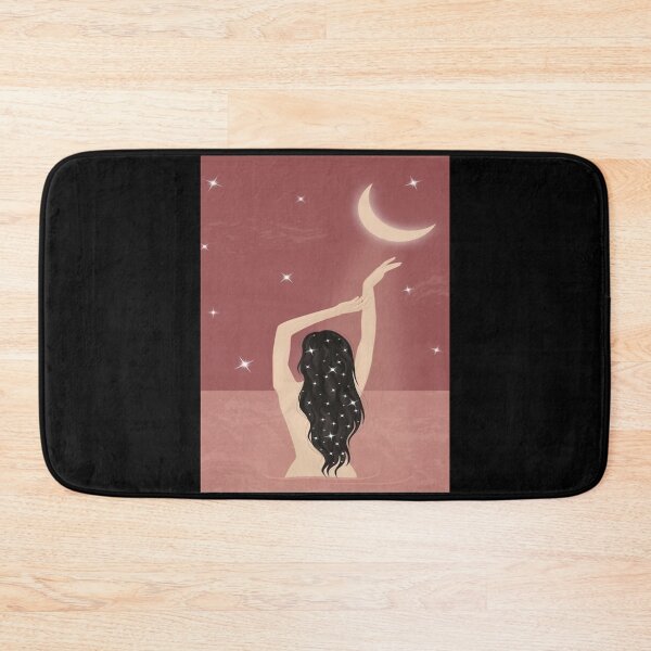 Item preview, Girl With Moon In Beach Artwork Pink Art   designed and sold by MilaOrtiz.