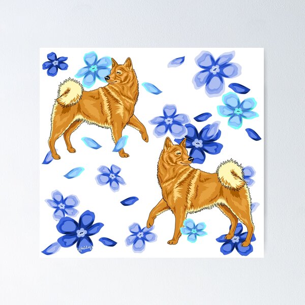 Item preview, Finnish Spitz Flowers designed and sold by waldogs.