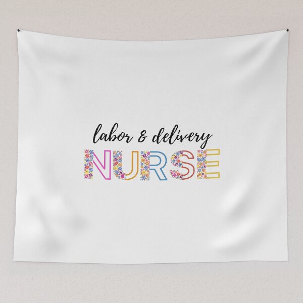 Item preview, Floral Labor and Delivery Nurse (black text)- RN - Registered Nurse - Labor and Delivery Room Nurse designed and sold by CaitU.