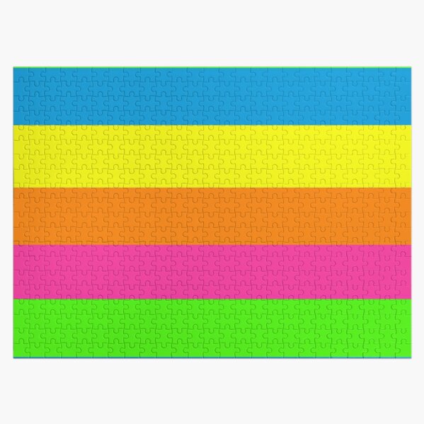 PLAIN SOLID NEON FLUORESCENT RAINBOW STRIPES 5 COLORS  Jigsaw Puzzle for  Sale by ozcushions