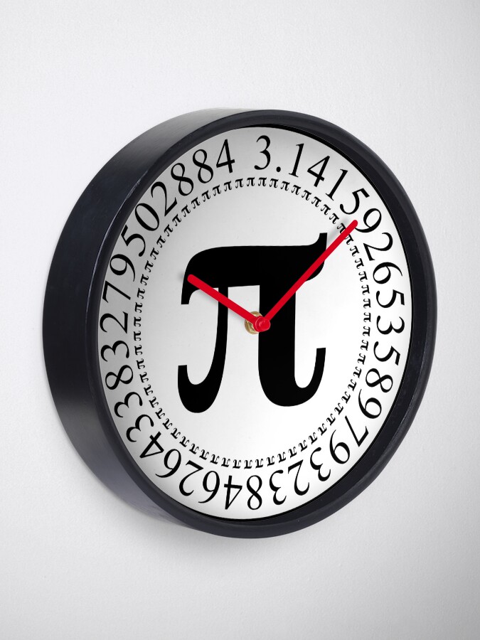 Alternate view of Pi Circular Digits - Black Text Design for Math and Science Geeks/Nerds Clock