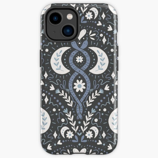 Mystic boho snakes - blue, charcoal, white iPhone Tough Case