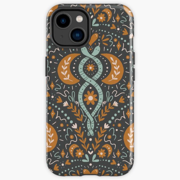 Mystic boho snakes - teal, charcoal, ochre iPhone Tough Case