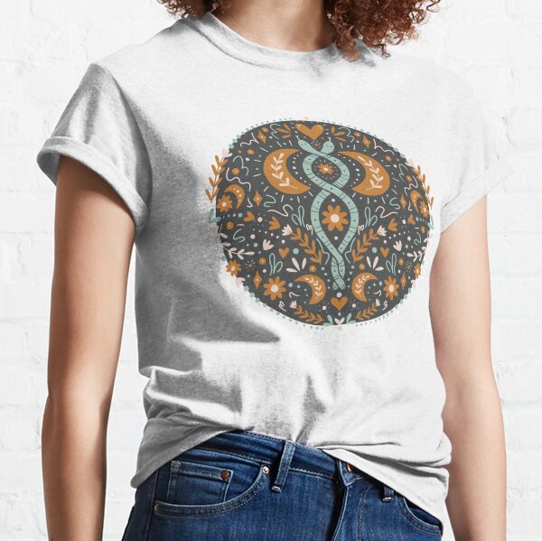 Mystic boho snakes - teal, charcoal, ochre Classic T-Shirt