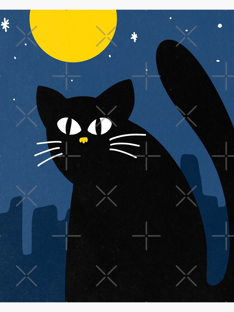 "Black Cat Full Moon" Sticker for Sale by trajeado14 Redbubble