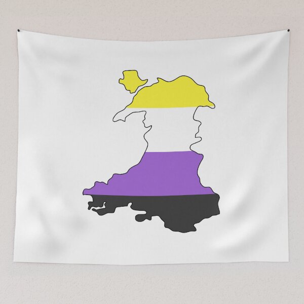 Item preview, Wales Outline - Nonbinary Pride Flag designed and sold by uni-que-designs.
