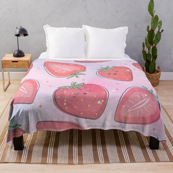 Item preview, cute pink kawaii strawberry summer pattern designed and sold by Beeroclock.