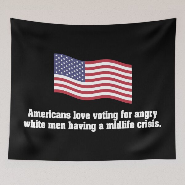 Item preview, Angry White Men Vote Voting Election Humor Waving American Flag designed and sold by Maljonic.