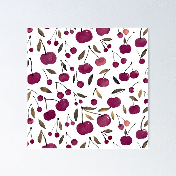 Aperçu de l'œuvre Cerises aquarelles - bordeaux créée et vendue par wackapacka.