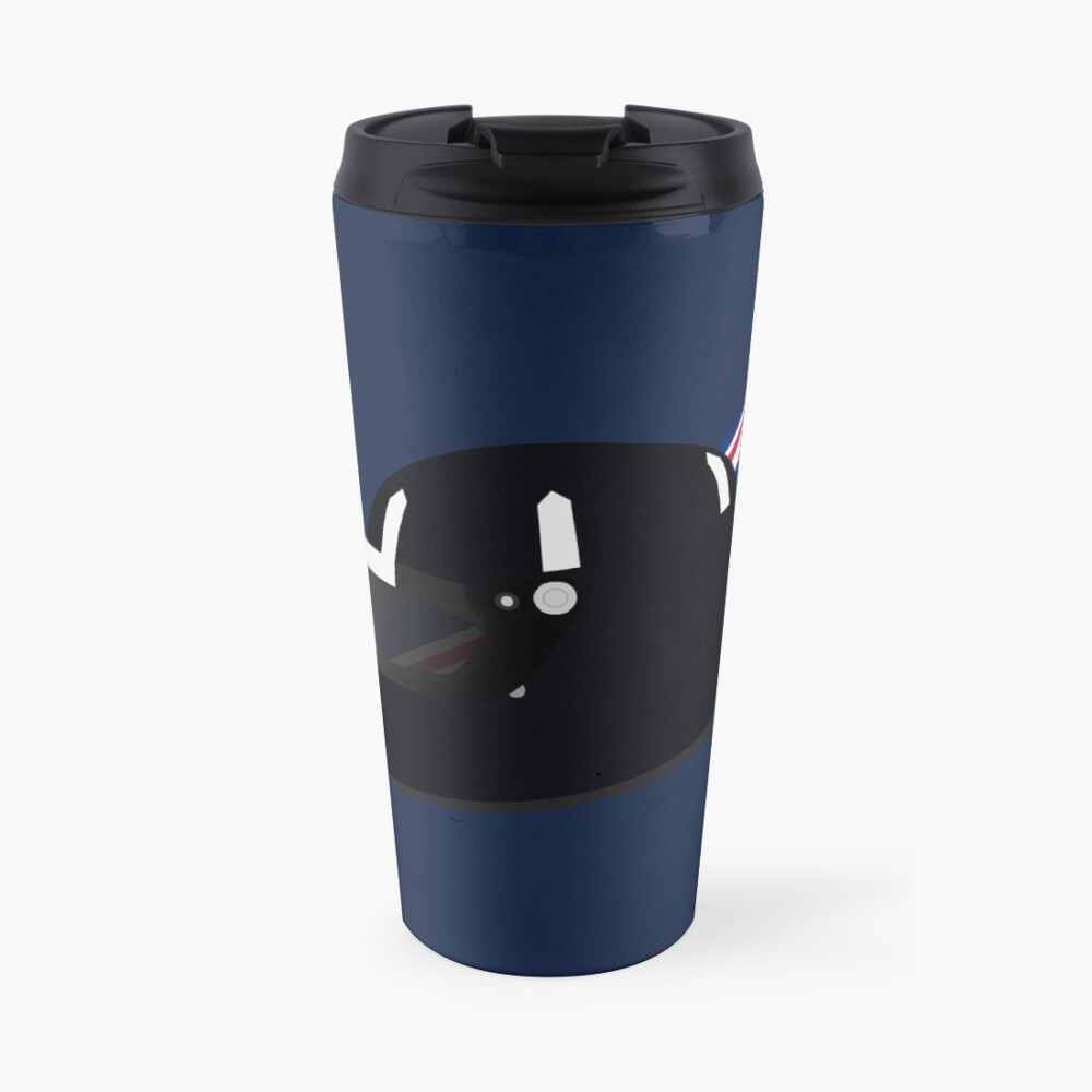 90's British racing driver helmet Travel Mug
