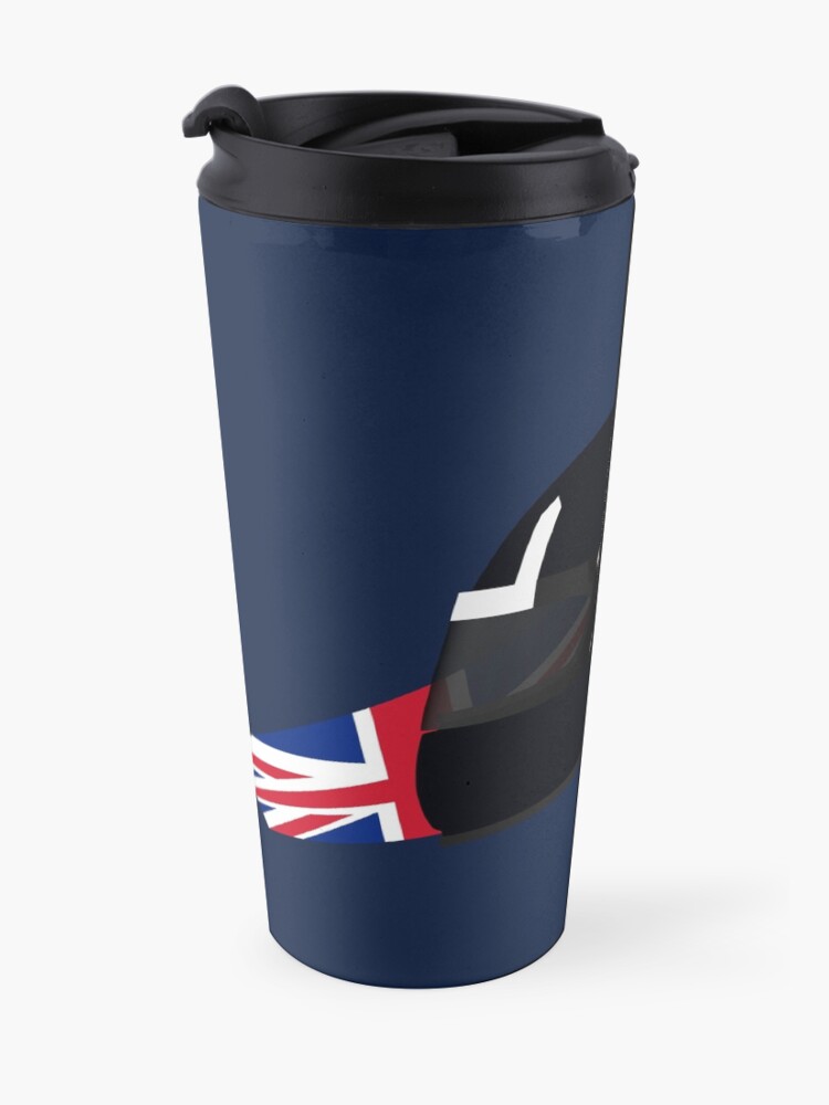 Alternate view of 90's British racing driver helmet Travel Mug